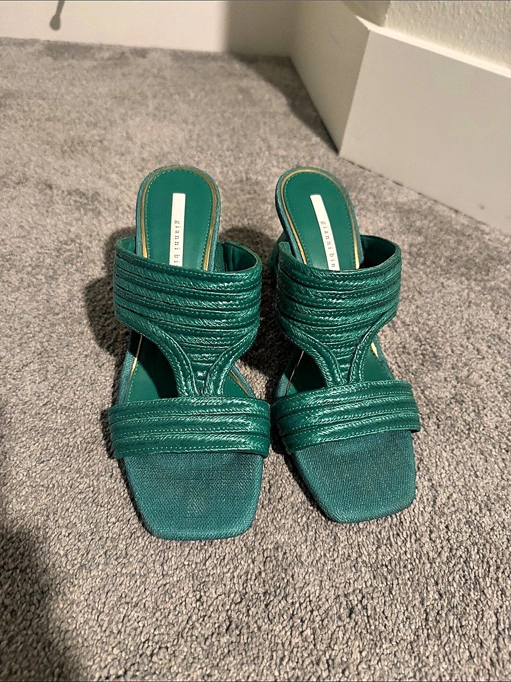 Gianni Bini Green Metallic Heel Sandals